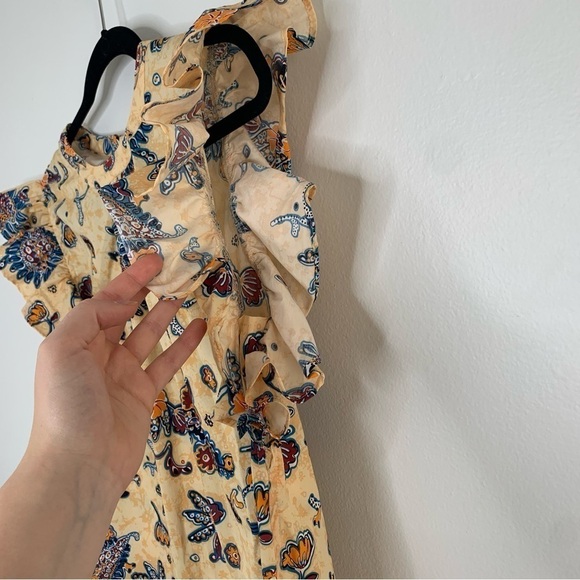 Elie Tahari Floral Ruffle Sleeve Blouse - Cream and Navy - Picture 4 of 11